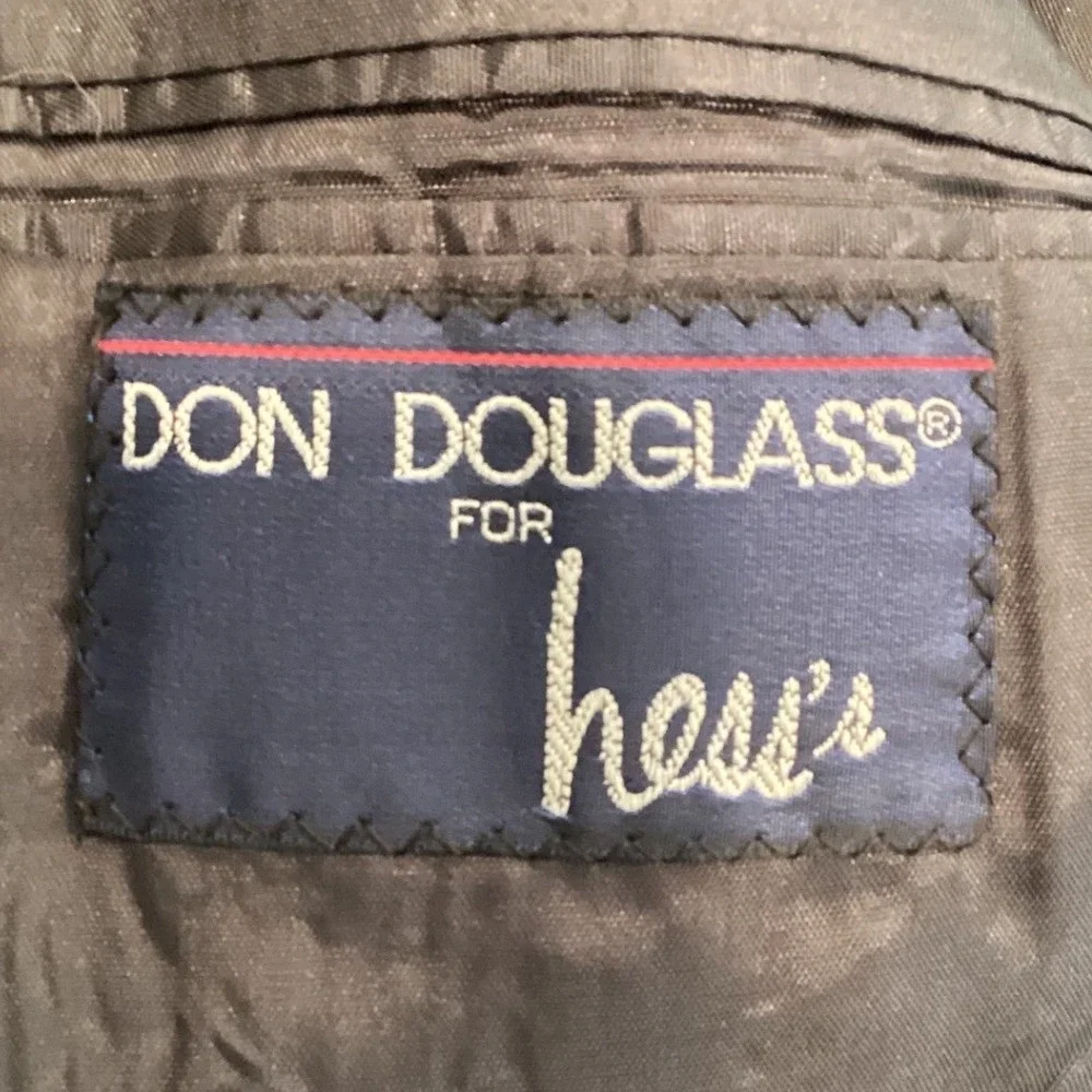Vintage Don Douglass for Hess's Navy Blue Wool Blazer Sport Coat Buttons - 44R